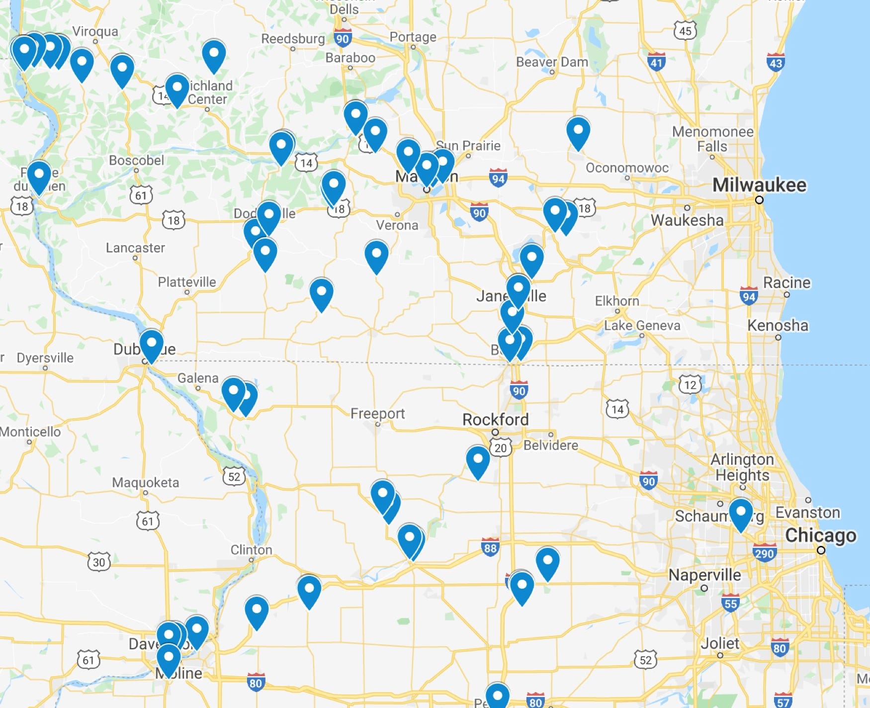 Over sixty historic markers on this Google Map from Wisconsin, Iowa, Illinois and Kansas, mark sites associated with the Black Hawk War of 1832.  Compiled by Ben Strand in 2021.