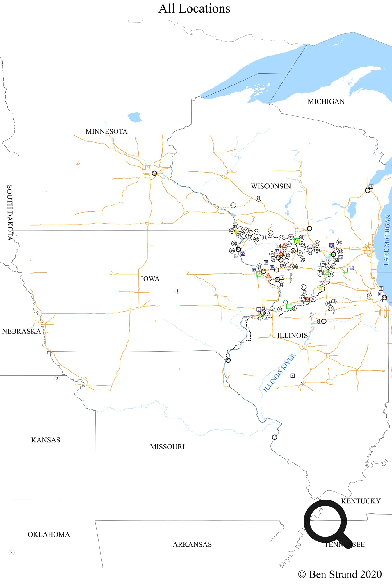 Modern GPS locations of Black Hawk War related museums, battlefields, sites, parks, and memorials. 