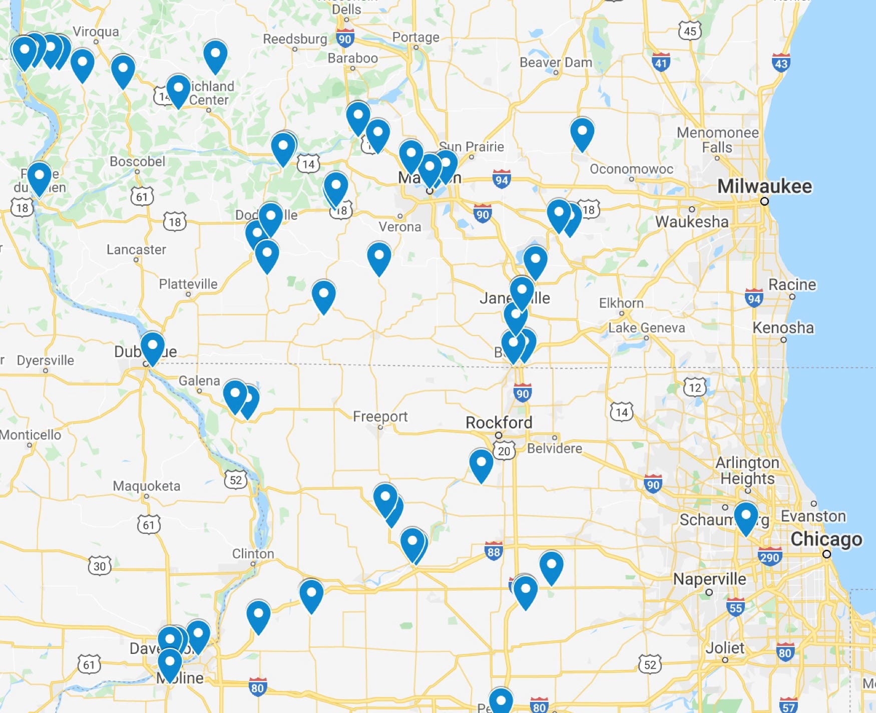 Over sixty historic markers on this Google Map from Wisconsin, Iowa, Illinois and Kansas, mark sites associated with the Black Hawk War of 1832.  Compiled by Ben Strand in 2021.